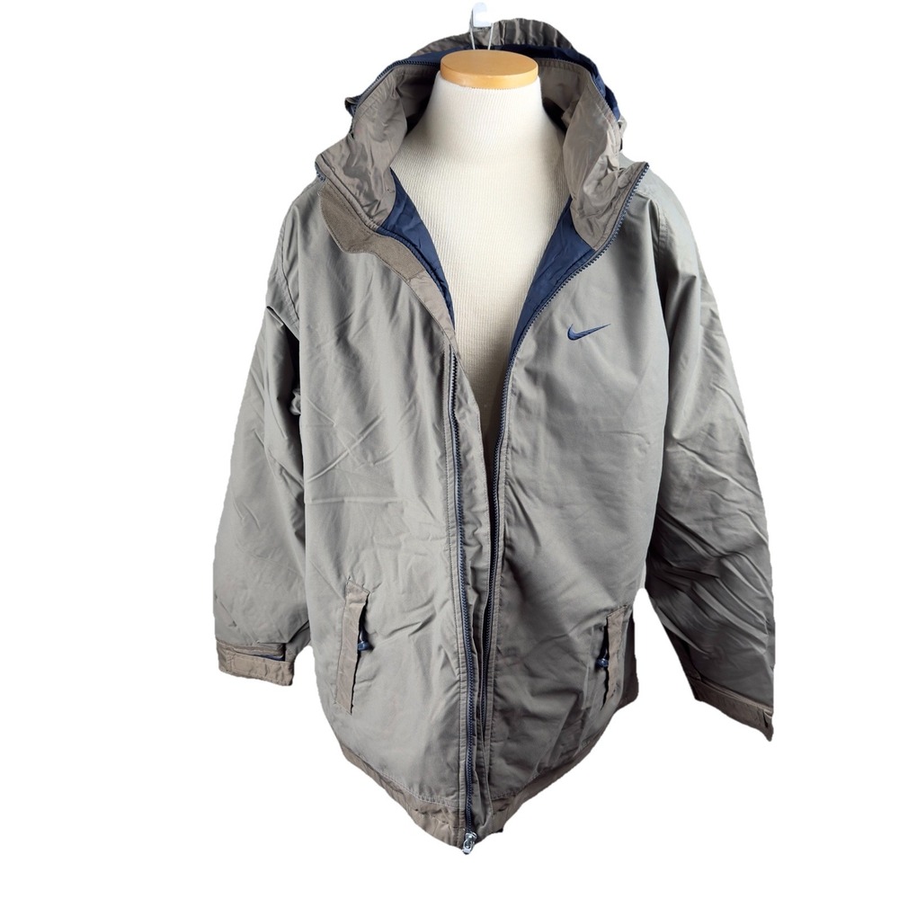Vintage 1990's Nike Men's Gray/Taupe Hooded Full Zip Windbreakers Jacket Size L - Picture 13 of 16